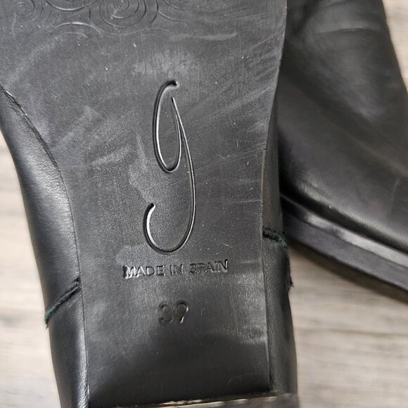 Eric Michael Leather Zip Up Chunky Black Block Heel Bootie Boot - Picture 11 of 13